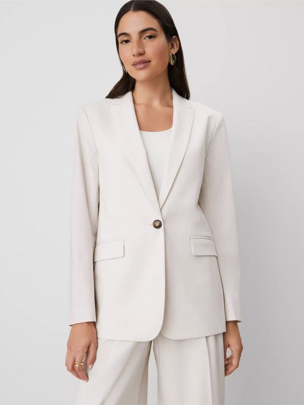 Ann Taylor “The Longline Blazer” in Tan Texture - Women